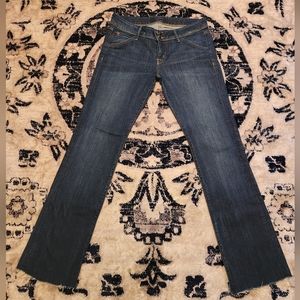 Hudson low rise boot cut raw hem jeans